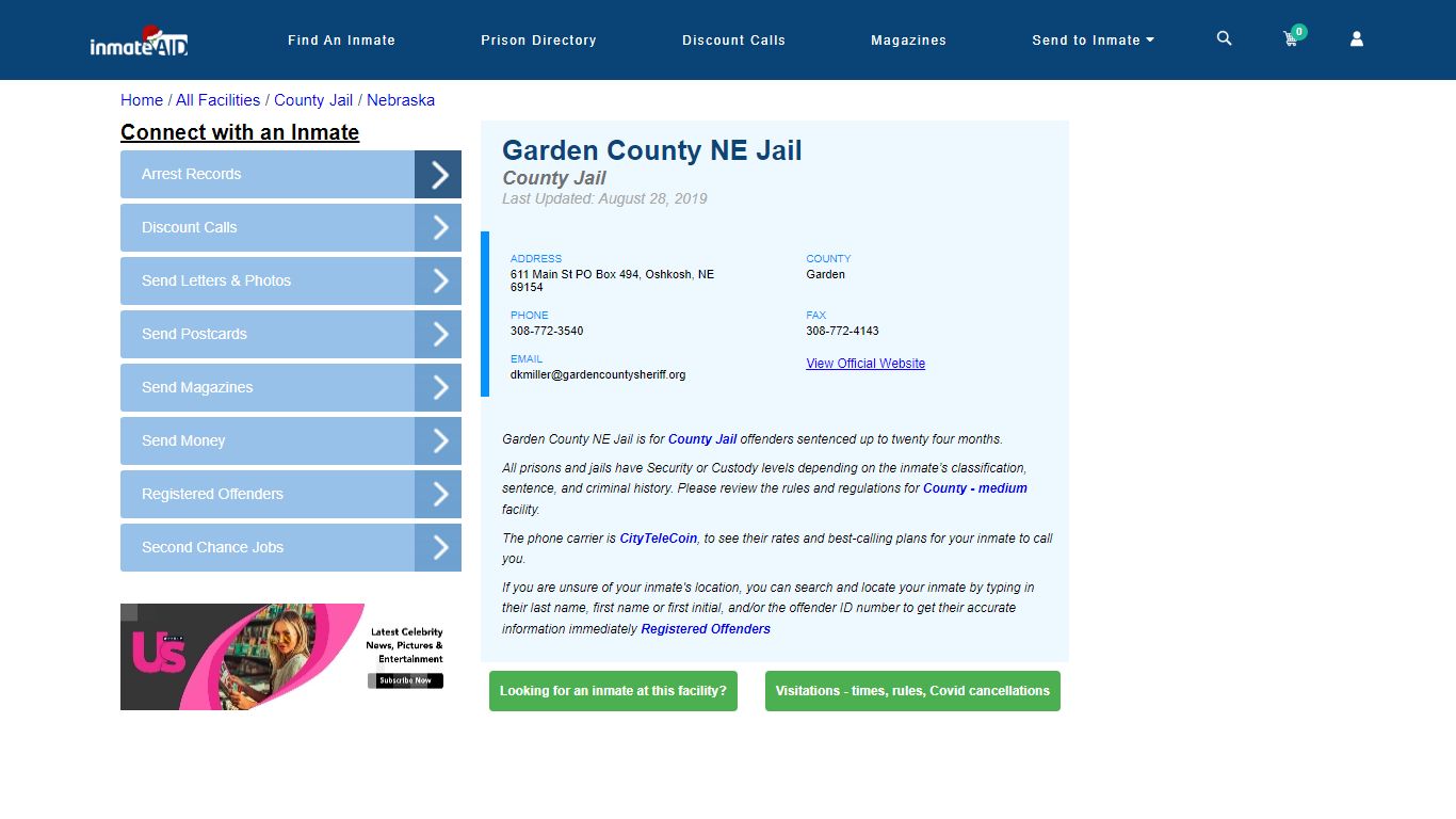 Garden County NE Jail - Inmate Locator - Oshkosh, NE