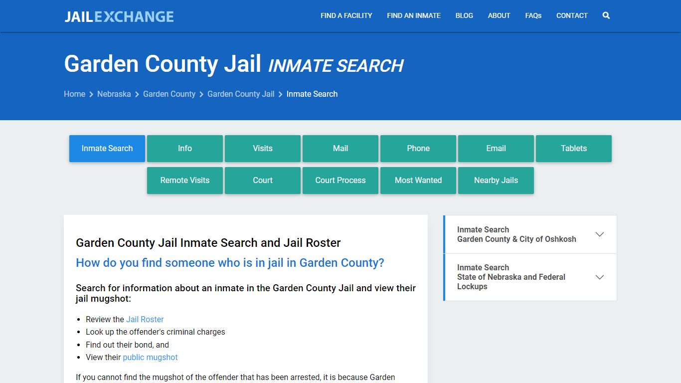 Inmate Search: Roster & Mugshots - Garden County Jail, NE - Jail Exchange